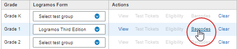 Select Barcodes in the Actions column