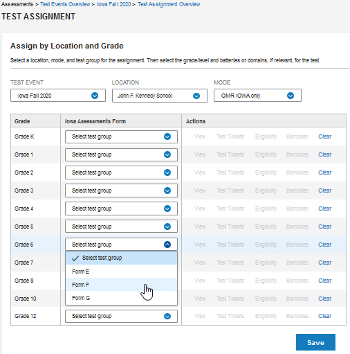 Creating a new test assignment for OMR