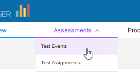 Assessments menu, Test Events selection