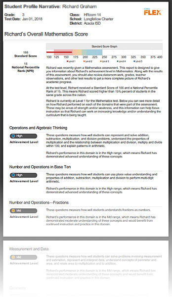 Student Profile Narrative report