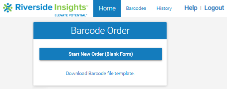 Barcode Ordering Form, opening view