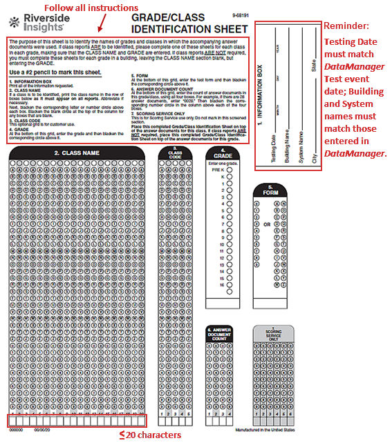 Cover sheet for answer documents in a class