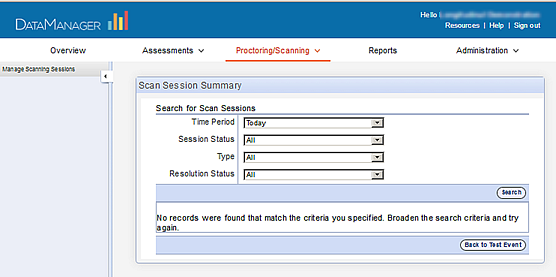 Scan Session Summary page for OMR
