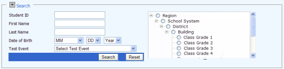 Student Status page search fields