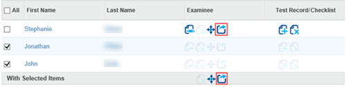 Examinee List with Share Icon