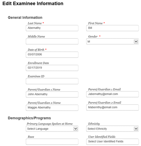 Edit Examinee Information